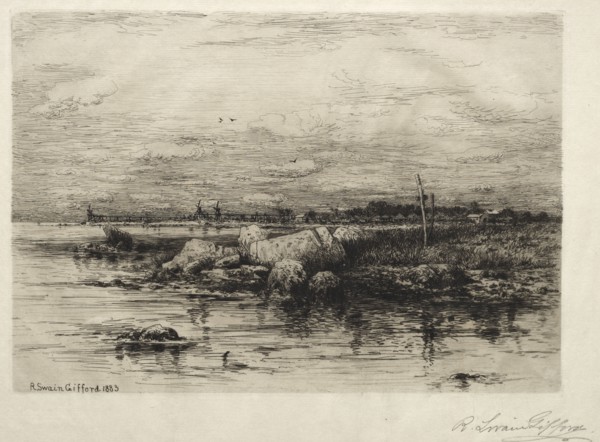 Mouth of the Apponaganasett River, 1883. Robert Swain Gifford (American, 1840-1905). Etching;