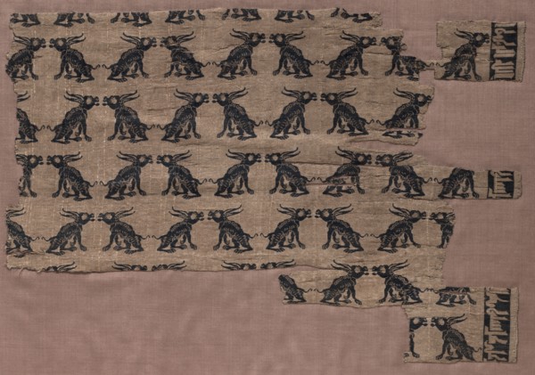 Fragment with Rows of Confronted Rabbits, 900s. Iran or Iraq ?, Buyid period, 10th century.