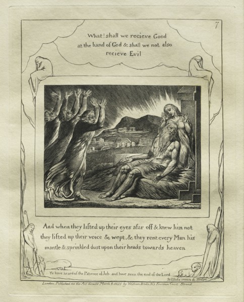 The Book of Job:  Pl. 7, And when they lifted up their eyes afar off and knew him not / they lifted