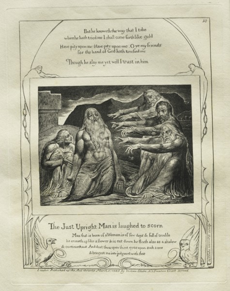 The Book of Job:  Pl. 10, The Just Upright Man is Laughed to Scorn, 1825. William Blake (British,