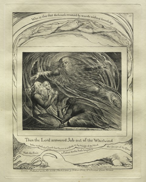 The Book of Job:  Pl. 13, Then the Lord answered Job out of the Whirlwind, 1825. William Blake