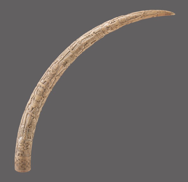 Carved Tusk, c. 1820. Guinea Coast, Nigeria, Benin Kingdom, Edo, 19th century. Ivory; overall: 197