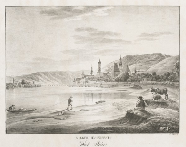 Nieder-oesterreich, Stadt Stein, 1819. Jakob Alt (Austrian, 1789-1872). Lithograph