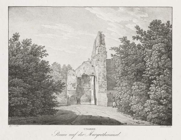 Ungern, Ruinen auf der Margretheninsel. Jakob Alt (Austrian, 1789-1872). Lithograph