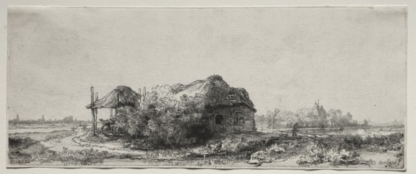 Landscape with a  Cottage and Hay Barn: Oblong, 1641. Rembrandt van Rijn (Dutch, 1606-1669).
