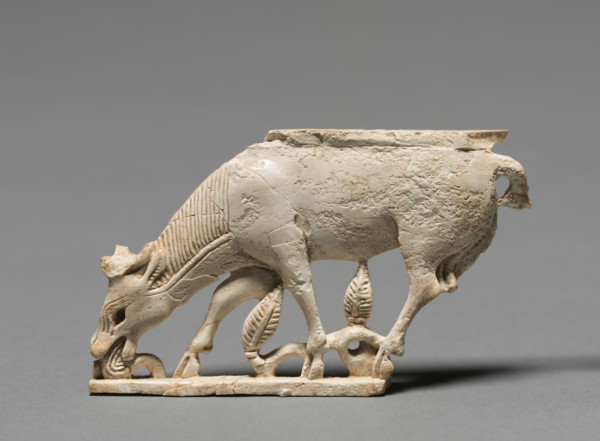 Decorative Plaque: Browsing Stag, 900-800 BC. Phoenician, Iraq, Nimrud, 9th-8th Century BC. Ivory;
