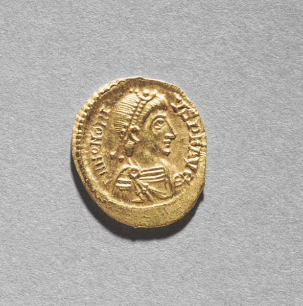 Solidus of Arkadios (obverse), 395-408. Byzantium, Constantinople, Byzantine period, late 4th-early
