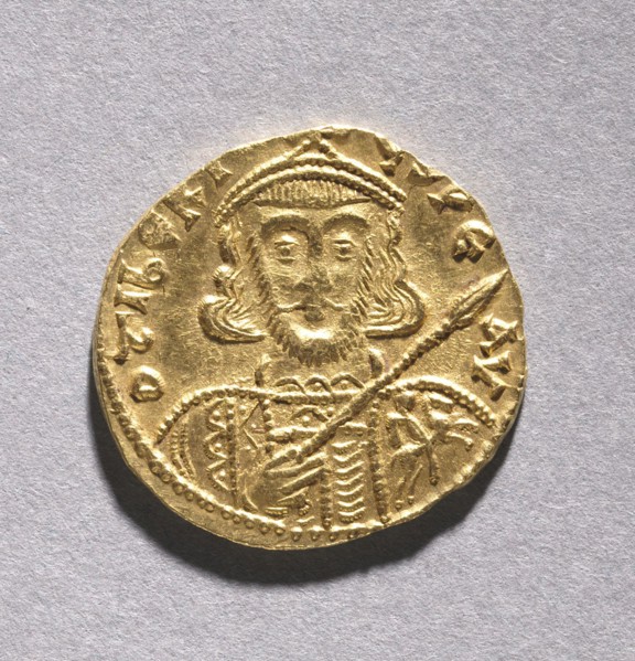 Solidus with Tiberius III Apsimarus (obverse), 698-705. Byzantium, Constantinople, late 7th-early