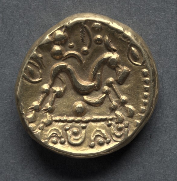 Stater, c. 57-45 B.C.. England (Ancient Britain), 1st century B. C.. Gold; diameter: 1.8 cm (11/16