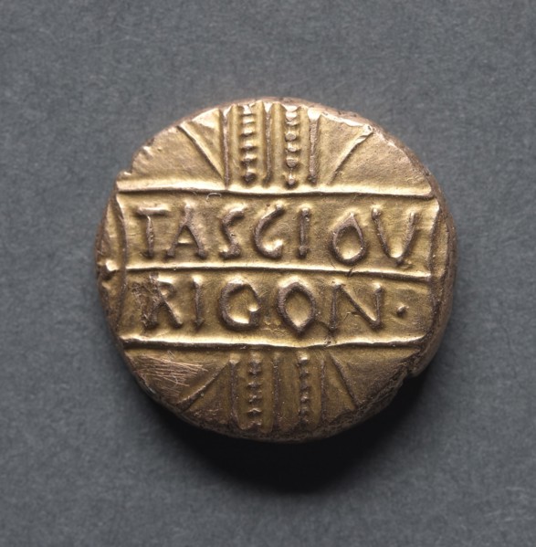 Tasciovanus Riconi Stater (obverse), c. 20 B.C. - 10 A.D.. England (Ancient Britain), 1st century B