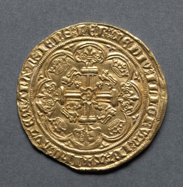 Noble (reverse), 1363-1369. England, Edward III, 1327-1377. Gold