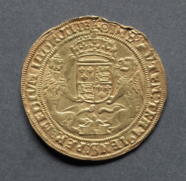 Half Sovereign (reverse), 1544-1547. England, Henry VIII, 1509-1547. Gold