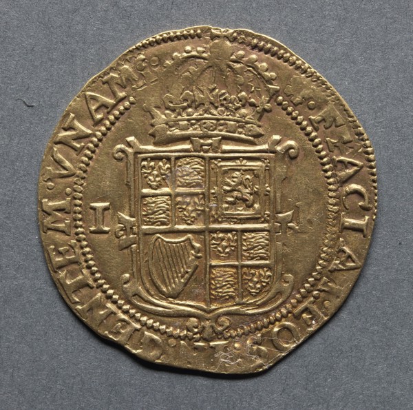 Unite (reverse), 1613-1615. England, James I, 1603-1625. Gold