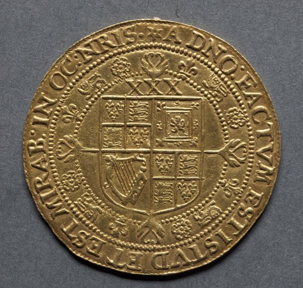 Rose Ryal (reverse), 1619-1620. England, James I, 1603-1625. Gold