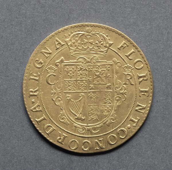 Briot Unite (reverse), 1631-1632. England, Charles I, 1625-1649. Gold