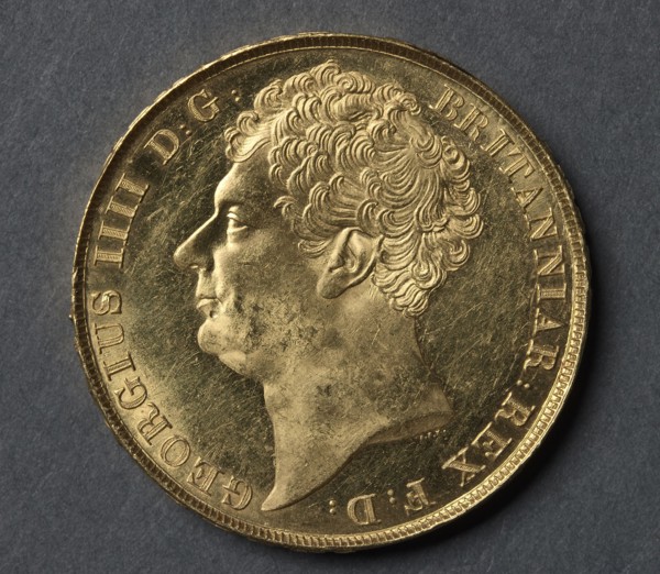 Two Pounds (obverse), 1823. After a design by Francis Legatt Chantrey (British, 1781-1841), J. B.