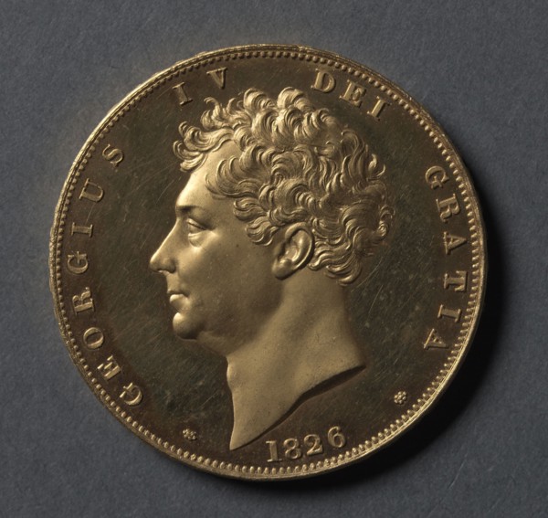 Five Pounds [pattern], 1826. England, George IV, 1820-1830. Gold