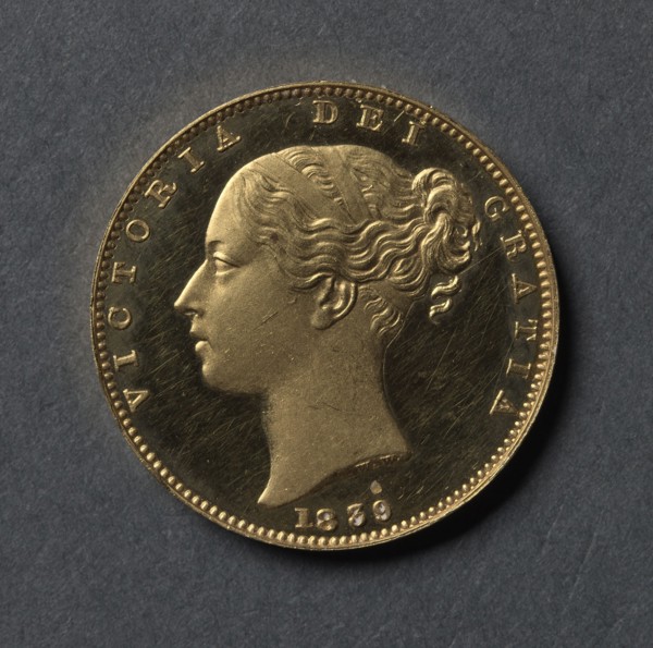 Sovereign , 1839. William Wyon (British). Gold