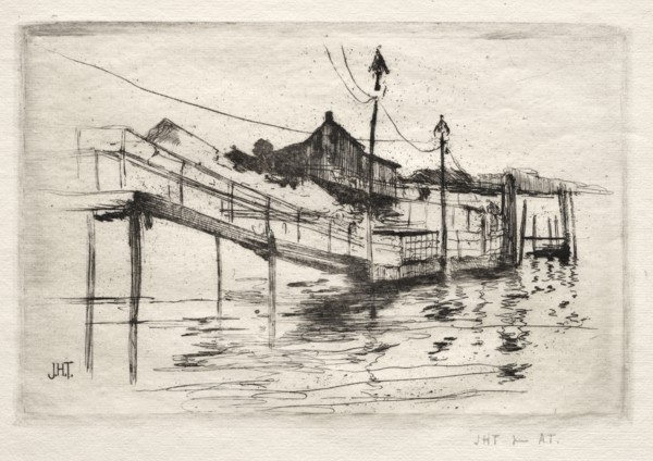 Footbridge, Bridgeport, Connecticut. John Henry Twachtman (American, 1853-1902). Etching