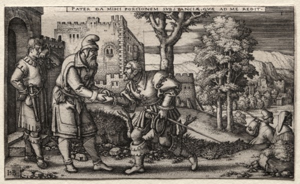 The Prodigal Son. Hans Sebald Beham (German, 1500-1550). Engraving