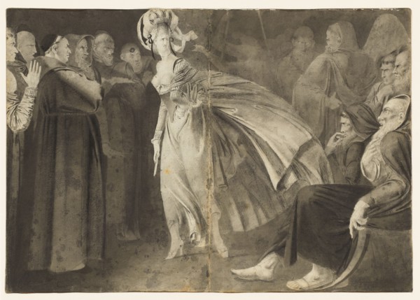 Woman Standing among the Friars (recto) Sketches of Heads (verso, left); Two Women (verso, right),