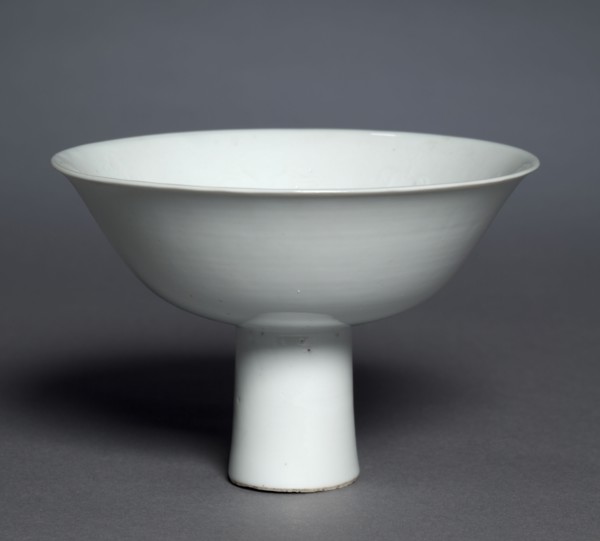 Stem Cup with Buddhist Emblems: Shufu Ware, 1300s. China, Jiangxi province, Yuan dynasty