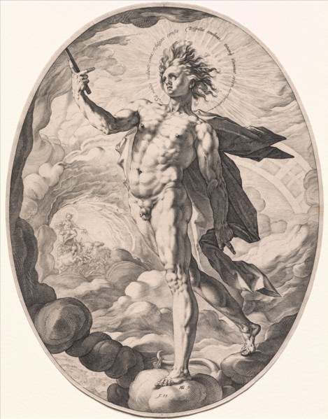 Apollo, 1588. Hendrick Goltzius (Dutch, 1558–1617). Engraving; sheet: 35.3 x 27.1 cm (13 7/8 x 10