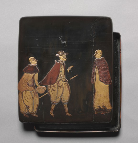 Writing Box with Decoration of Foreigners ("Southern Barbarians'), c. 1600. Japan, Momoyama Period