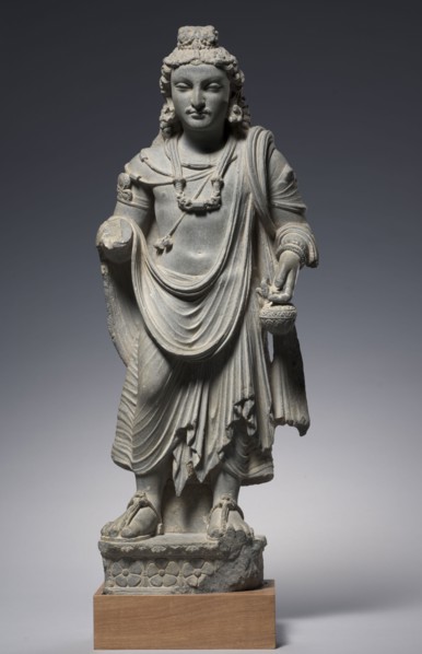 Maitreya, c. 200s. Pakistan, Gandhara, Kushan Period (1st century-320). Gray schist; overall: 66.3