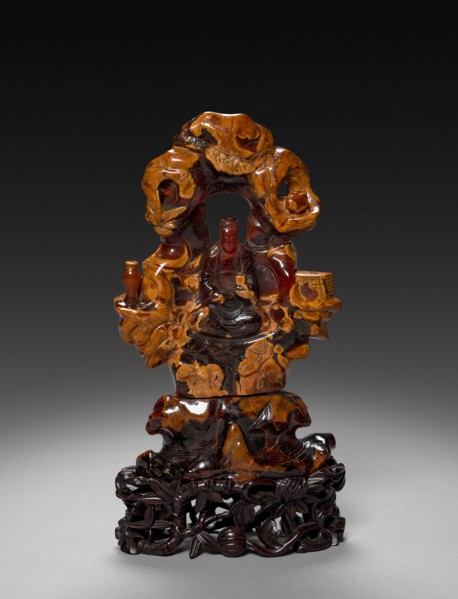 Bodhisattva Guanyin Seated in a Rock Grove, 1675-1700. China, Qing dynasty (1644-1911). Opaque