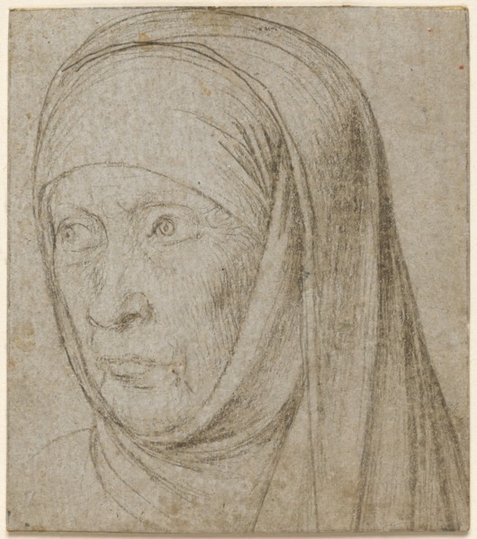 Head of an Old Woman, c. 1500. Hans Holbein (German, c. 1465-1524). Silverpoint; traces of framing