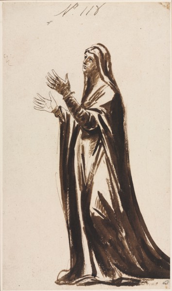 Mater Dolorosa (Mourning Mother), 1776. George Romney (British, 1734-1802). Brown ink, pen and