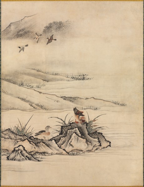Flowers and Birds in a Spring Landscape, 1500s. Attributed to Kano Motonobu (Japanese, c.