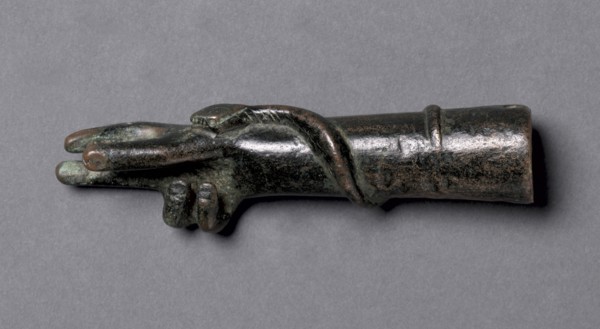 Votive Arm and Hand of Zeus Sabazios, 1-200. Italy, Roman, 1st-2nd Century. Bronze; overall: 9.4 cm