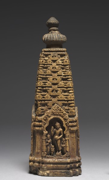 Model of the Sikhara of a Buddhist Temple, 900s. India, Bihar, 10th century. Kaolinite; overall: 28