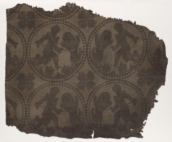 Roundels with King Spearing Lion, 800s ?. Iran or Iraq, Abbasid period, 9th century (?). Lampas