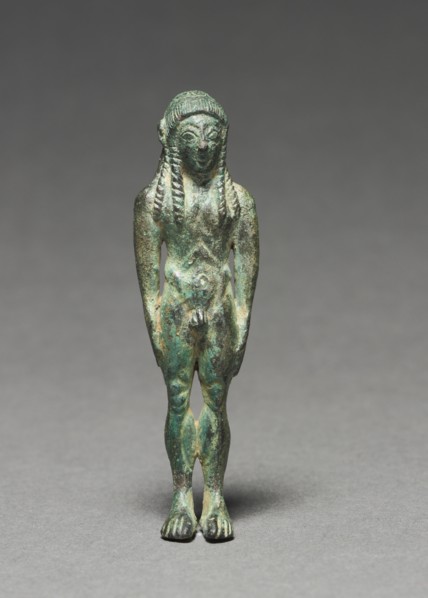 Statuette of a Kouros, 600-500 BC. Italy, Etruscan, 6th Century BC. Bronze; overall: 8.8 cm (3 7/16