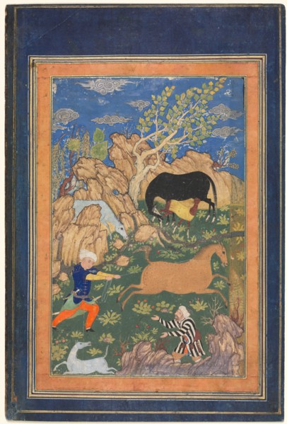 Figure Lassoing a Horse Illustrated Page from an Unidentified Manuscript (recto), 1400s-1500s.