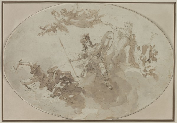 Ceiling Study: Allegory of Peace and War, c. 1800 ?. Giuseppe Bernardino Bison (Italian, 1762-1844)