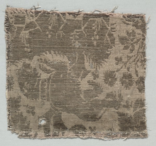 Silk Fragment, 1425-1450. Italy, second quarter of 15th century. Lampas weave, silk and gold