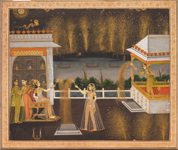 Ladies Celebrating Diwali, c. 1760. Northern India, Uttar Pradesh, Lucknow, 18th century. Opaque