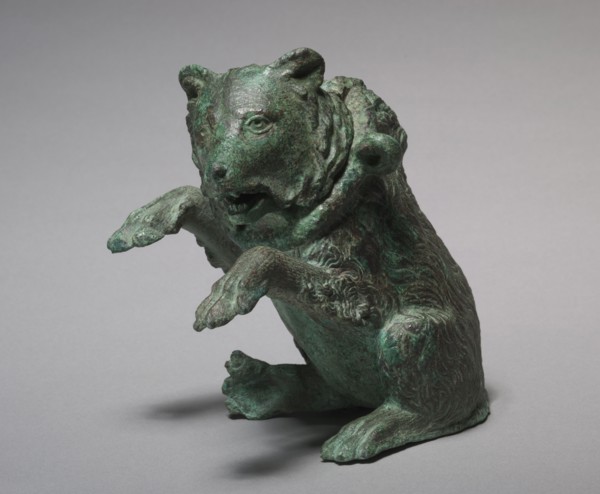 Oil Ampula in the Form of a Dancing Bear, 200s. Italy, Roman, 3rd century. Bronze; overall: 14.6 x
