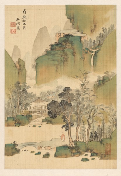 Landscape, 1808. Chikuto Nakabayashi (Japanese, 1776-1853). Album leaf; ink and color on ivory
