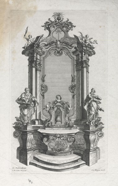 Model for Altar for Woodcarvers. Gottfried Bernhard Götz (German, 1708-1774). Engraving