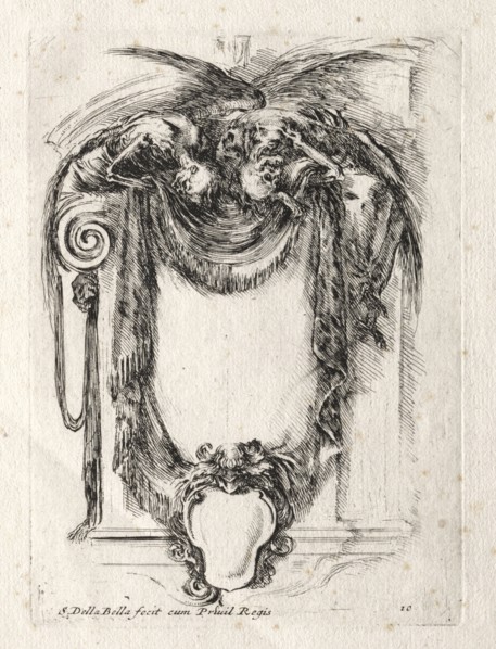 New Model for a Cartouche, 1647. Stefano Della Bella (Italian, 1610-1664). Etching