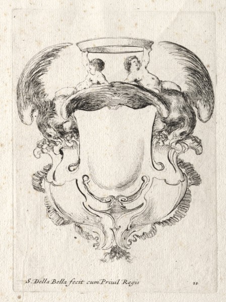 New Model for a Cartouche, 1647. Stefano Della Bella (Italian, 1610-1664). Etching
