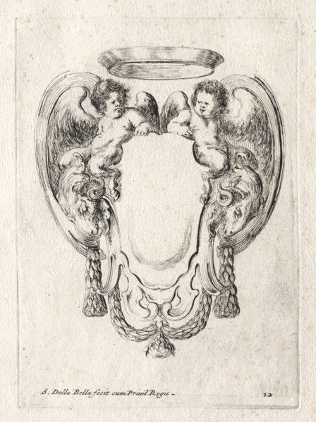 New Model for a Cartouche, 1647. Stefano Della Bella (Italian, 1610-1664). Etching