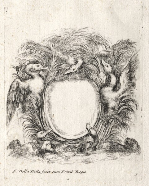 New Model for a Cartouche, 1647. Stefano Della Bella (Italian, 1610-1664). Etching