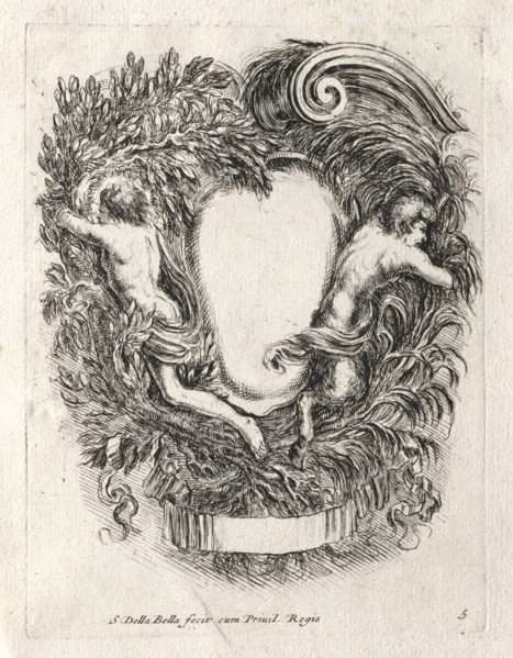 New Model for a Cartouche, 1647. Stefano Della Bella (Italian, 1610-1664). Etching