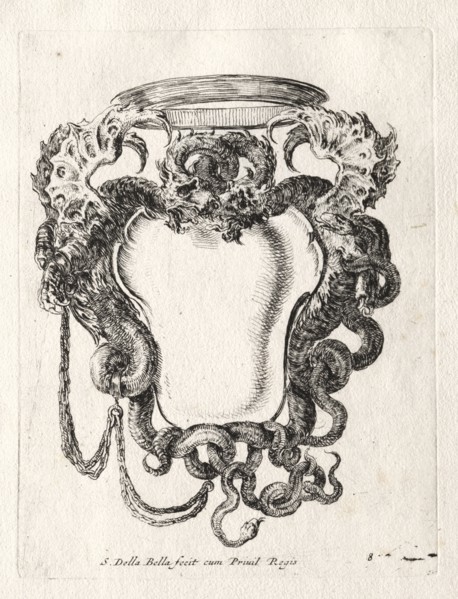 New Model for a Cartouche, 1647. Stefano Della Bella (Italian, 1610-1664). Etching